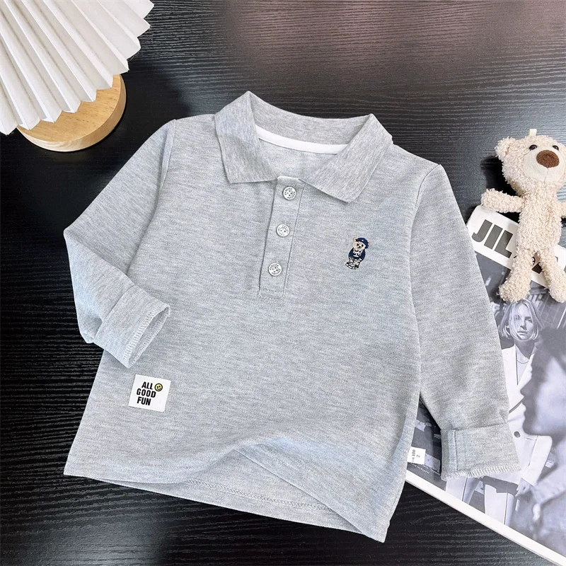 Camisa polo manga larga para niños – Estampado infantil para otoño y primavera - imagen 3
