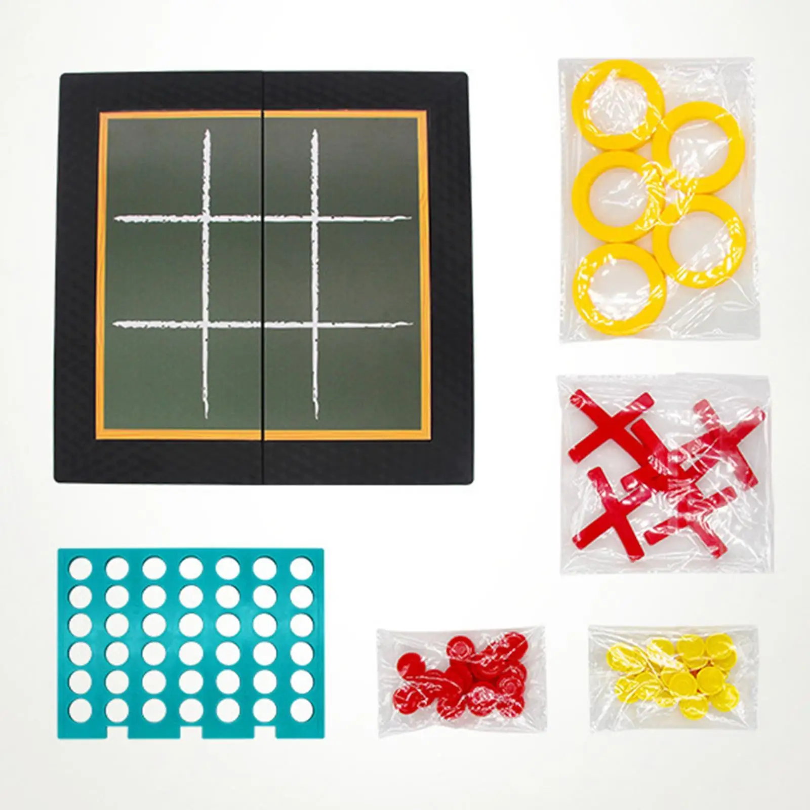 2 in 1 Borad Games Line up 4 Game and Tic Toe Game Foldable for Family Teens