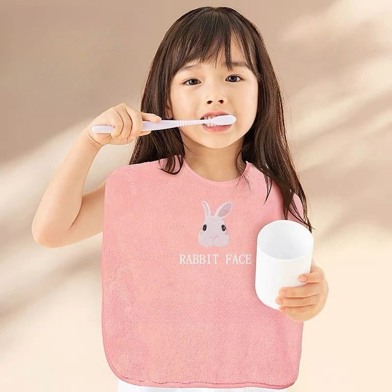 Babero impermeable para bebé, correa para el cuello, toalla de alimentación para cepillar los dientes, lavado de cara, secado rápido, sin mangas, mantiene la ropa seca de 1 a 5 años