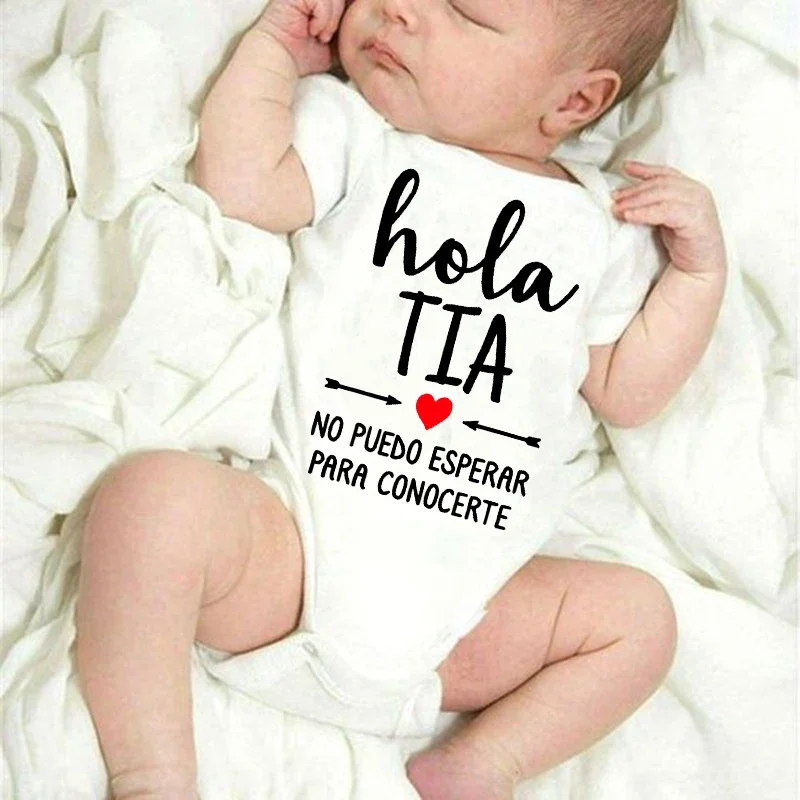 Pelele Hello Aunt con estampado español – Para bebé recién nacido - imagen 4