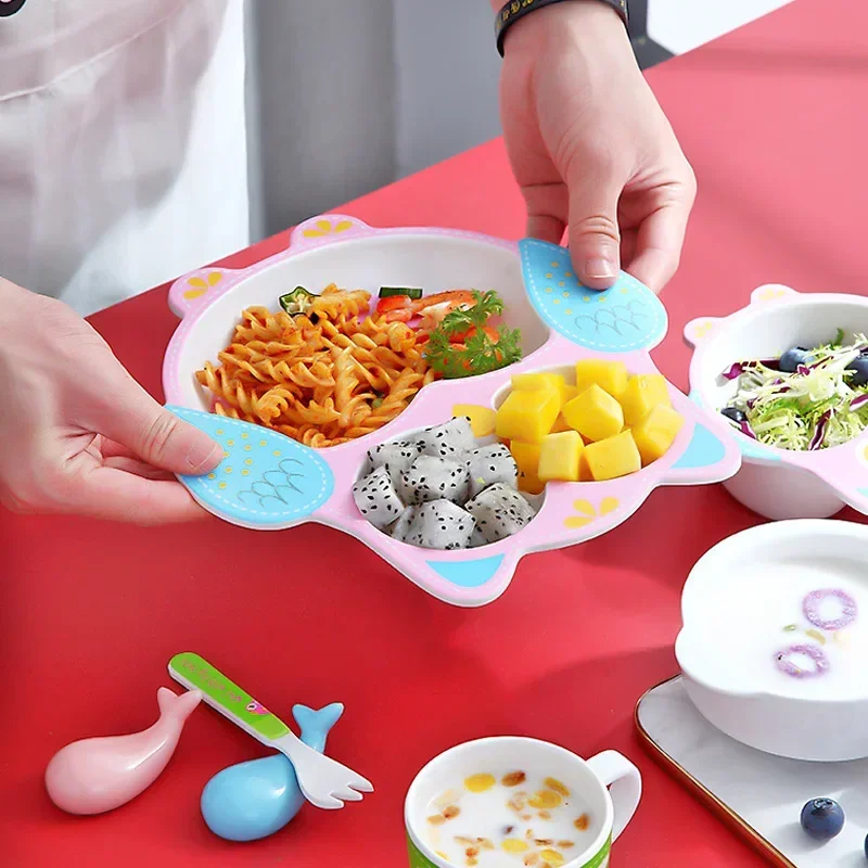 Nuevo Bonito cuenco de alimentación de bebé de fibra de bambú para niños, platos, vajilla, platos creativos portátiles para niños, vajilla - imagen 4