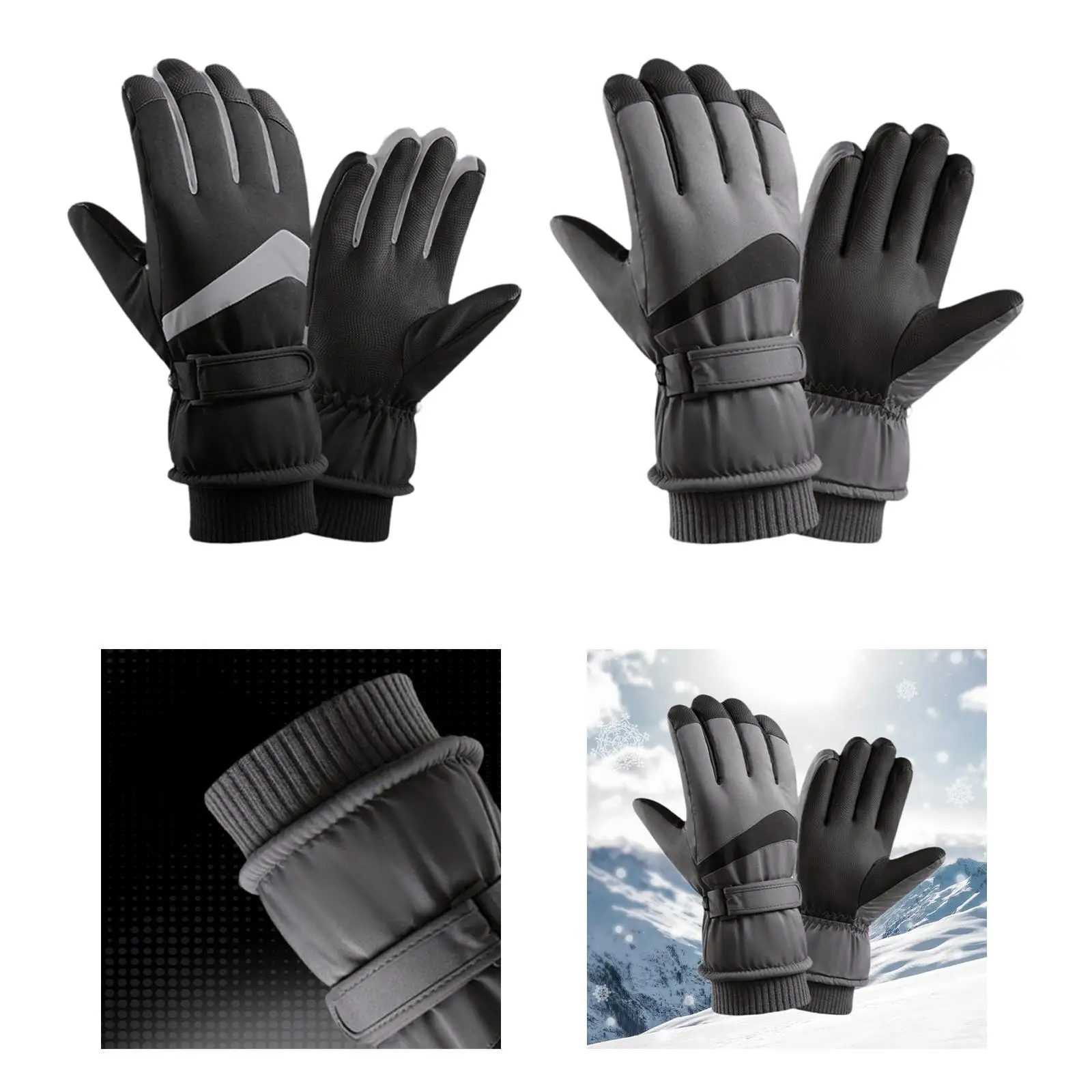 Guantes cálidos de invierno, manoplas térmicas, guantes para bicicleta, suaves, gruesos, impermeables, para esquí - imagen 4
