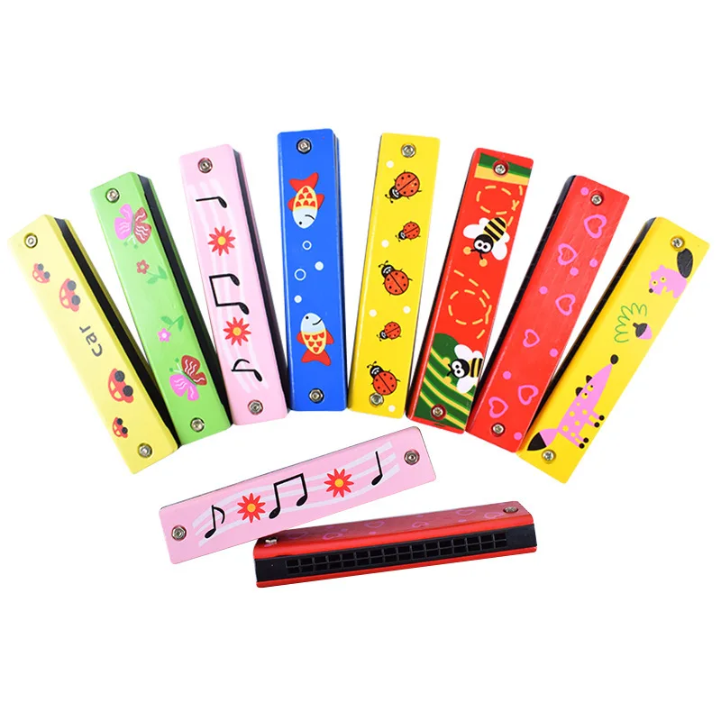 Wooden Harmonica Children Day Gift Birthday Party Favors Cartoon Pattern Lovely Noise Making Gathering Parties Instruments TMZ - imagen 5