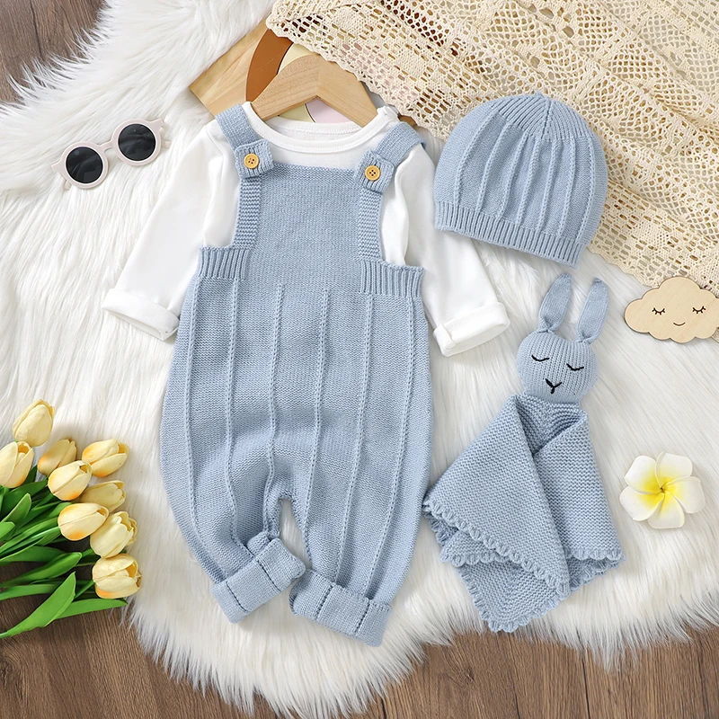 3 unids/set de monos para niñas, moda de Color caramelo, tejido para recién nacidos, peleles sin mangas, sombreros, trajes de toalla de seguridad