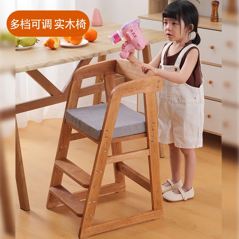Silla de comedor infantil de madera maciza – Multifuncional ajustable - imagen 4