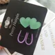 2pcs green heart