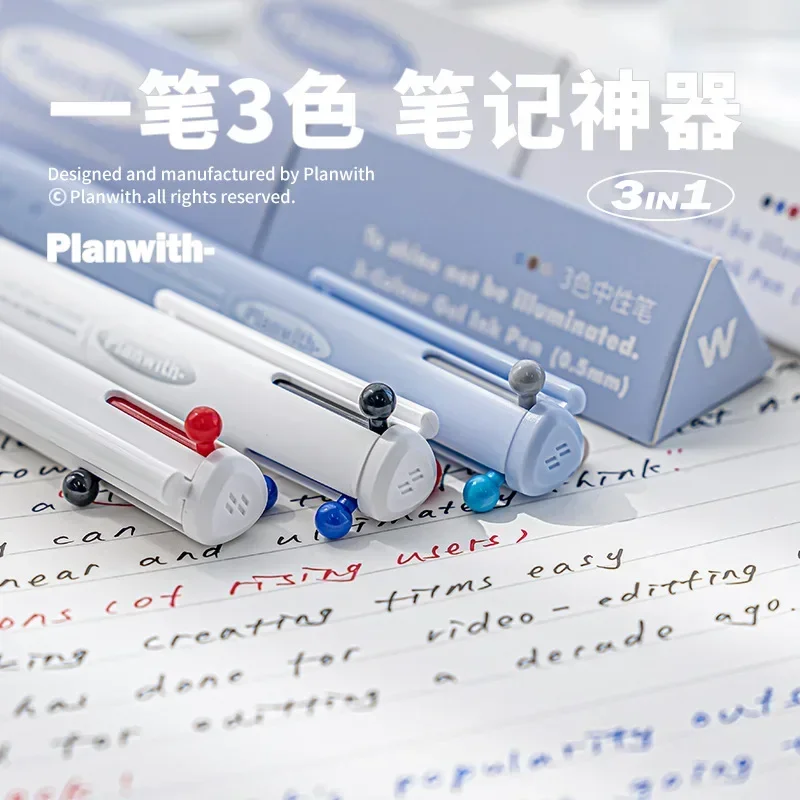 Bolígrafo de Gel retráctil multifuncional Kawaii de 3 colores, papelería de 0,5mm, Caneta кан maesлярия, portalápices Triangular de agarre cómodo - imagen 2