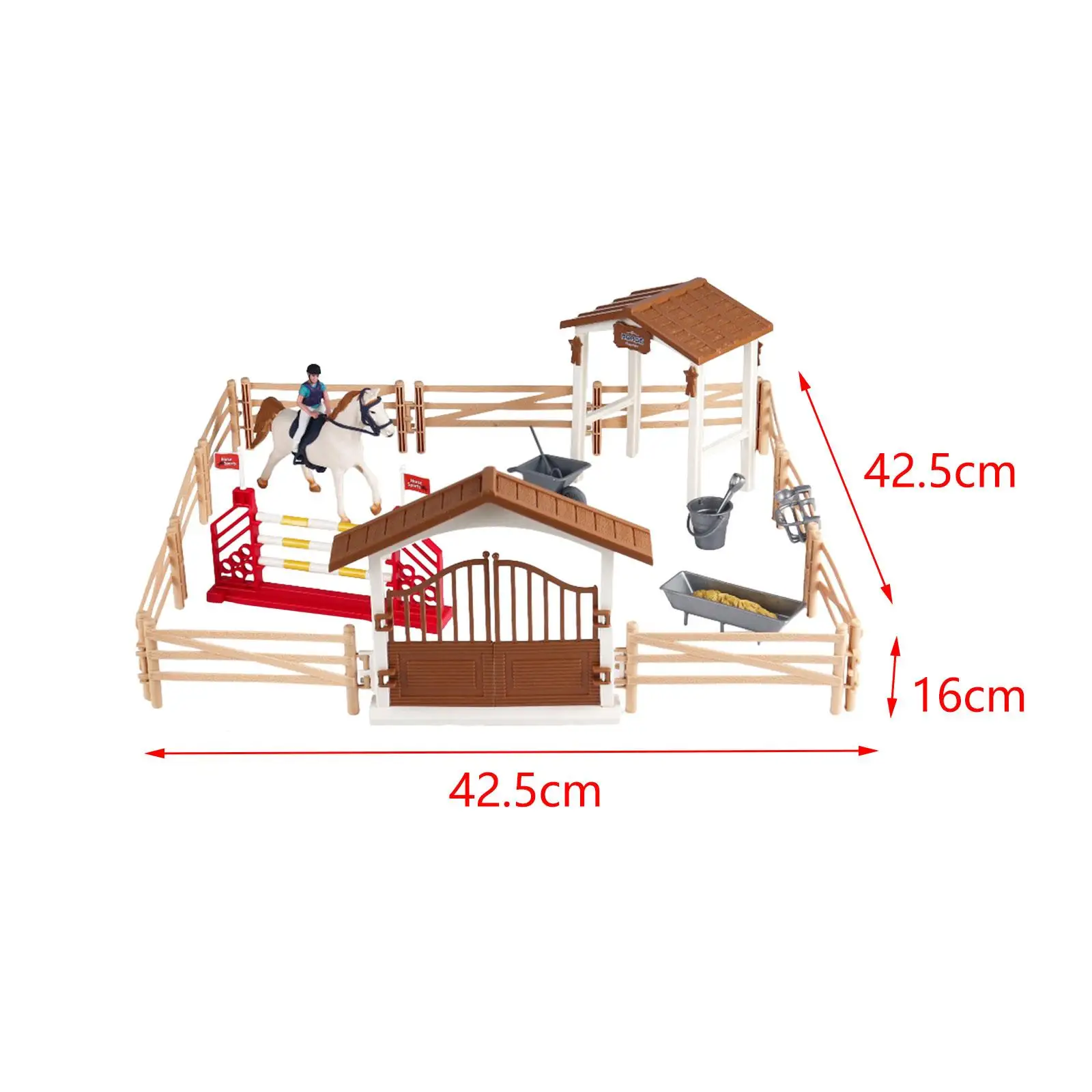 Horse Stable Playset with Rider and Horse Figurine Fence Pretend Play Toy for Boys Girls Baby 3 4 5 6 7 Year Old Party Supplies
