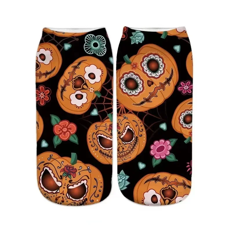 Calcetines tobilleros Halloween con estampado 3D de calabaza - imagen 3