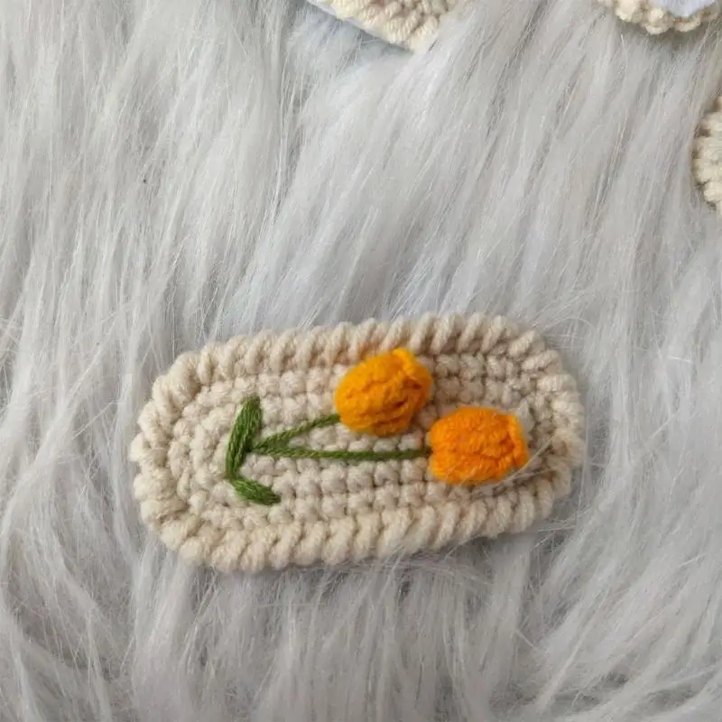 D7YD Pinza para cabello con flores para niños, horquilla hecha a mano, pasador flores hecho a mano a adición - imagen 3