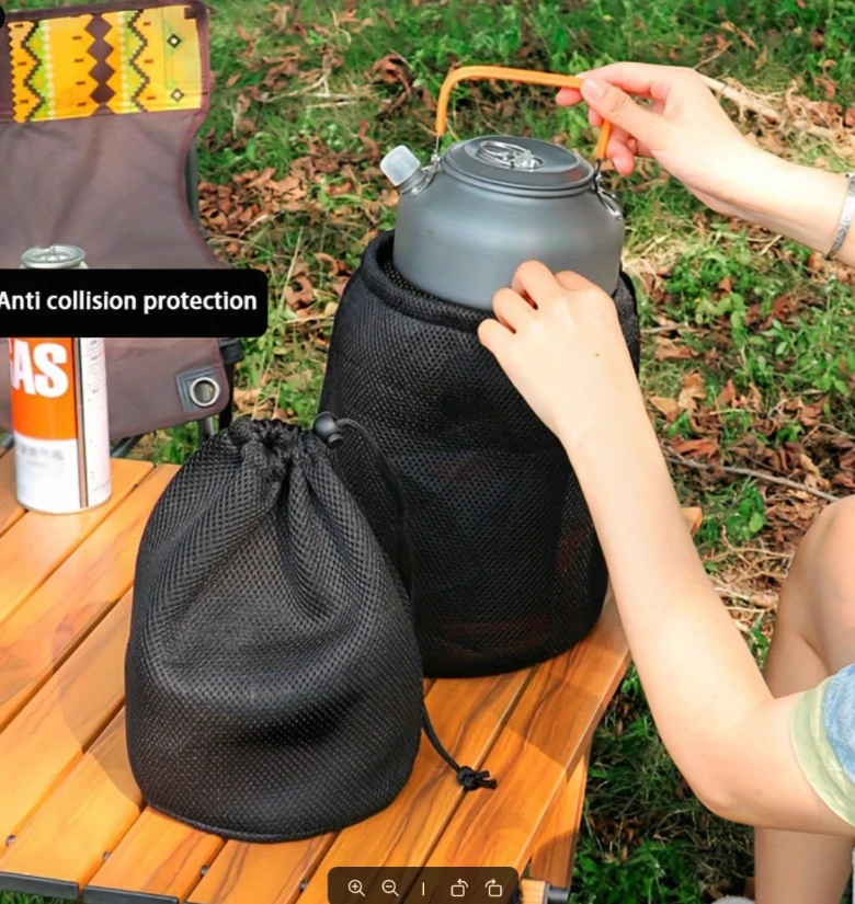 Bolsas organizer de malla con cordón para camping – Pack multicapa