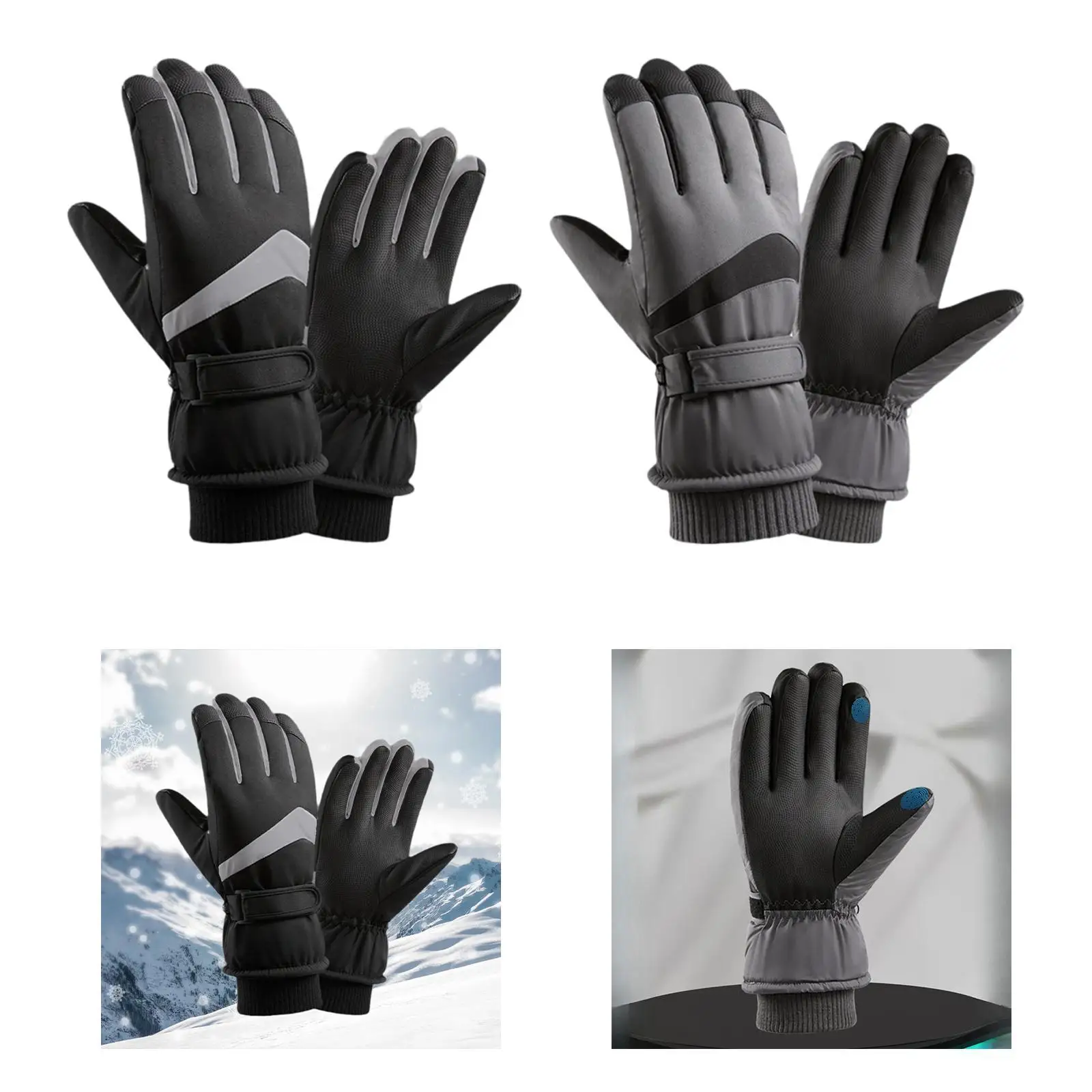 Guantes cálidos de invierno, manoplas térmicas, guantes para bicicleta, suaves, gruesos, impermeables, para esquí - imagen 2