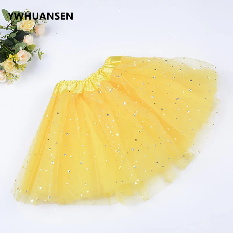 Faldas de tul con purpurina y lentejuelas de estrella para niñas y niños, tutú Saia Menina, disfraces de Carnaval rosas para niños - imagen 3