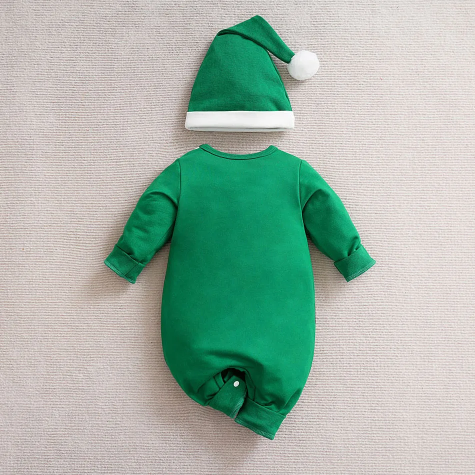 Pelele con sombrero para bebé, disfraz de Navidad para recién nacido, traje de Papá Noel para niños y niñas, mono de Reno de una pieza de 0 a 18 meses - imagen 2