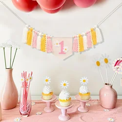 Daisy cartel primer cumpleaños - Pancarta con borlas para trona