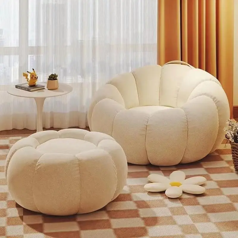 Sofá infantil de suelo calabaza crema – Estilo nórdico y princesa - imagen 2