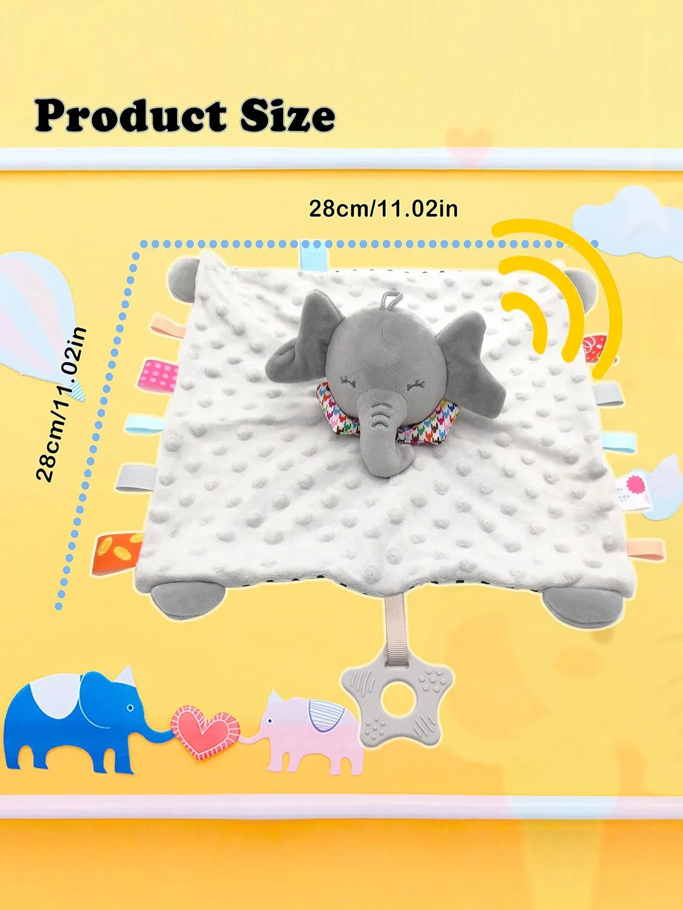 Couverture douce apaiser couette éléphant bébé serviette bébé hochet animaux jouets apaiser la raison serviette de couchage tour suspendu tout-petit - imagen 5