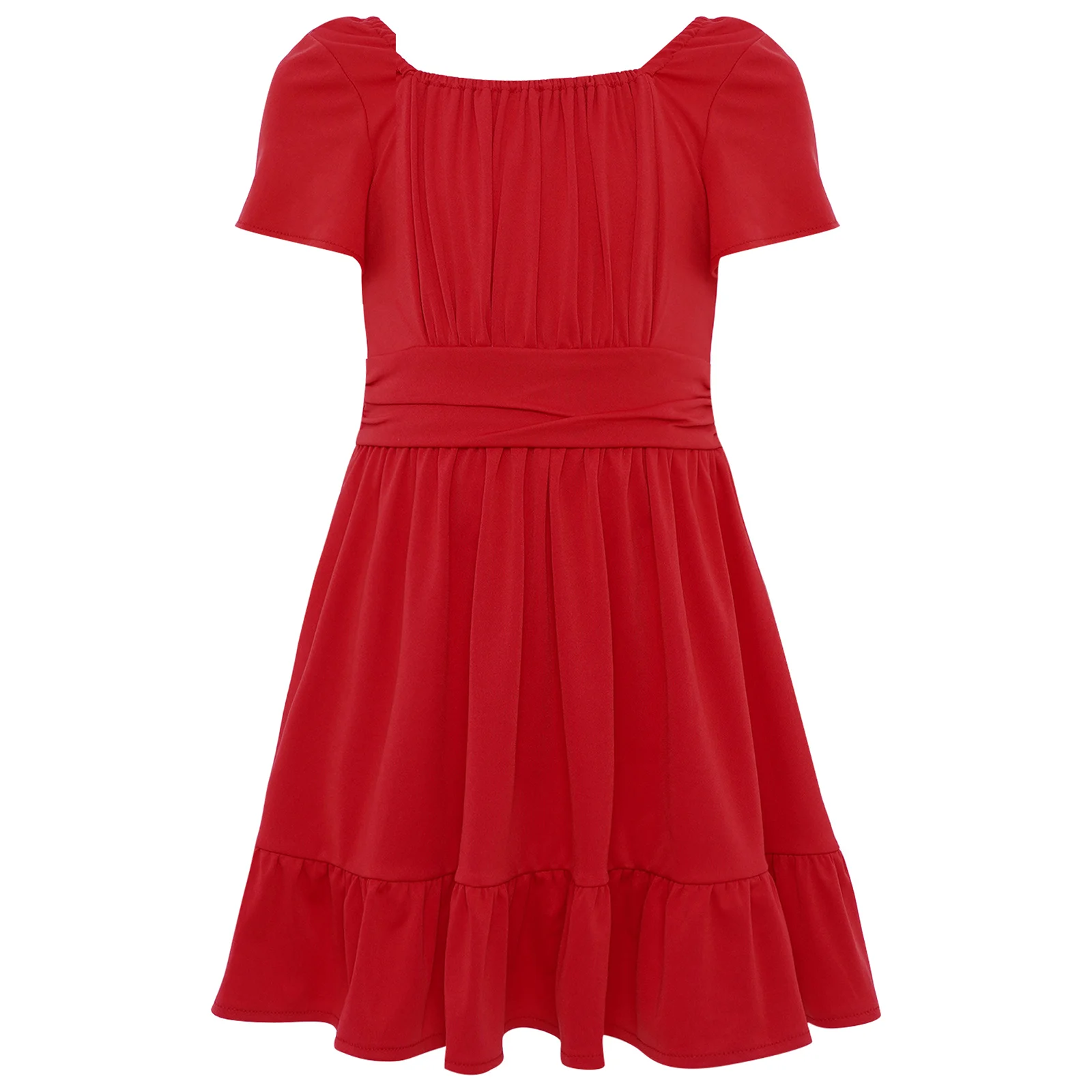 Vestido de flores para niñas, elegante vestido de verano de manga corta con cordones en la espalda y volantes fruncidos para fiesta de cumpleaños, boda, vacaciones en la playa - imagen 4