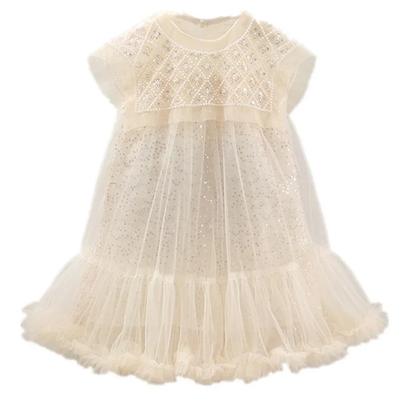 Vestido de princesa con cuello de perlas para niña - imagen 3