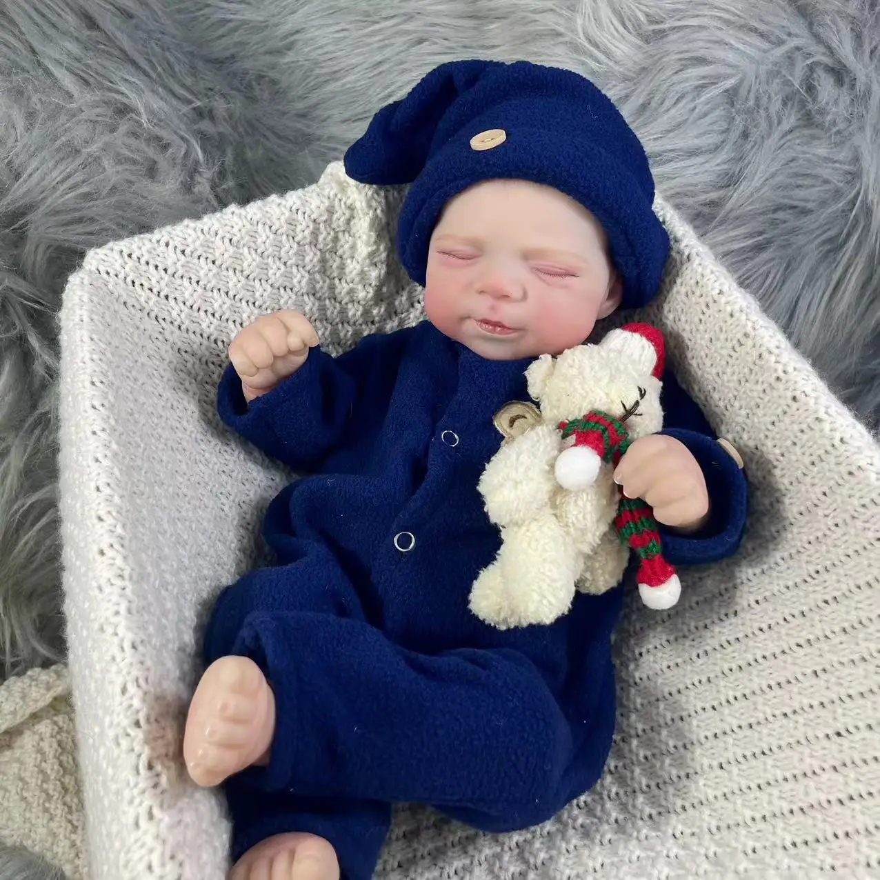 Muñeca Reborn Adorable de 18 pulgadas, muñeca realista para recién nacido, hecha a mano, tono de piel 3D, venas visibles, regalo de Navidad, muñeca de juguete - imagen 5