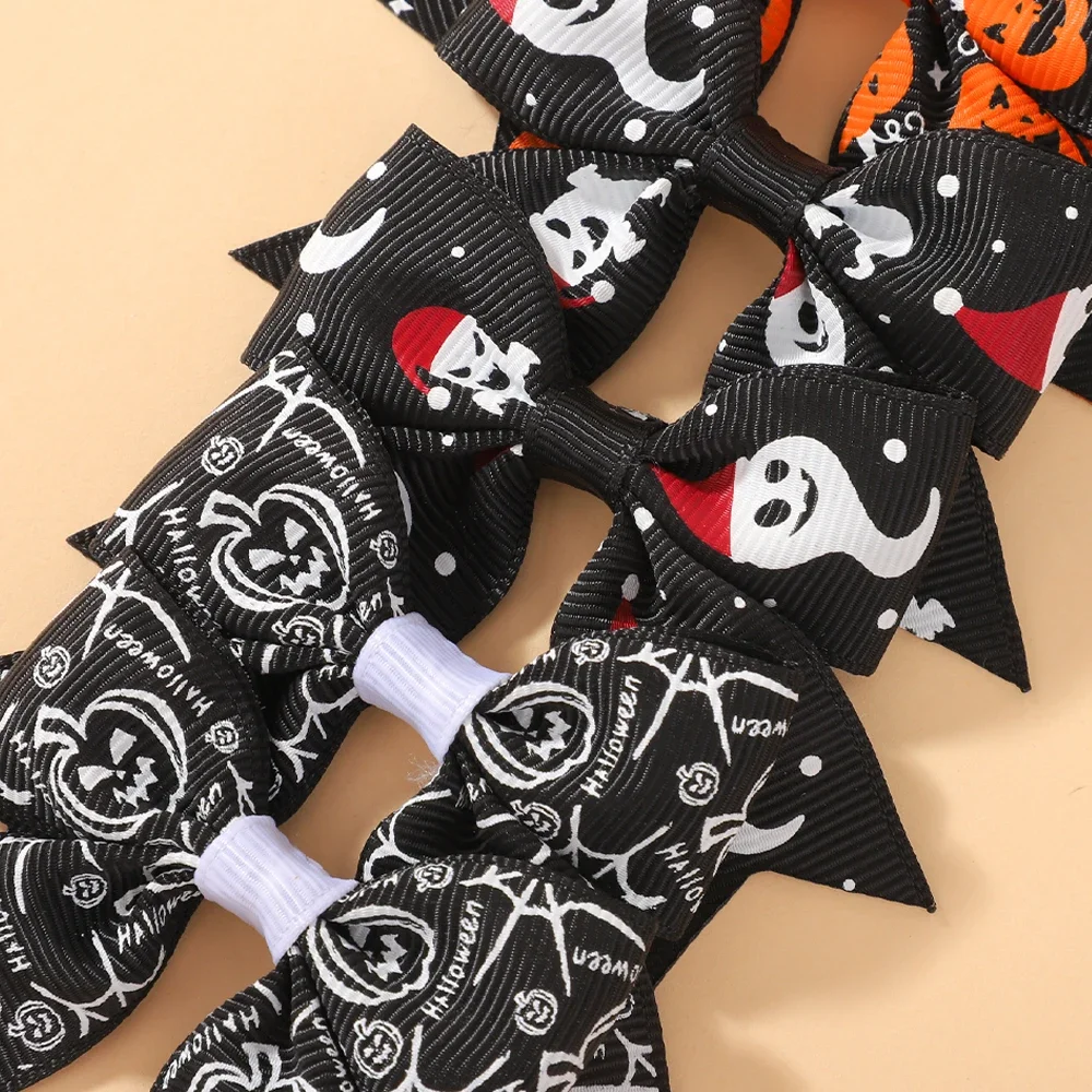 10/20 piezas lazos de Halloween con pinza para el pelo para niñas, cabeza de calabaza impresa hecha a mano, Festival, fiesta, vacaciones, accesorios para el cabello para niños - imagen 3