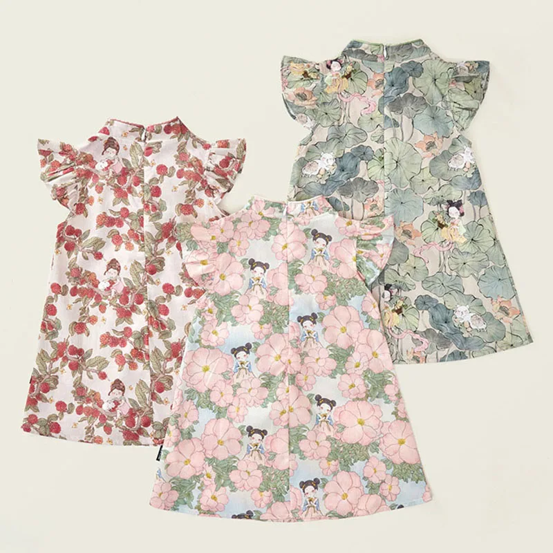 Vestido floral de algodón para niña sin mangas – Fresco - imagen 5