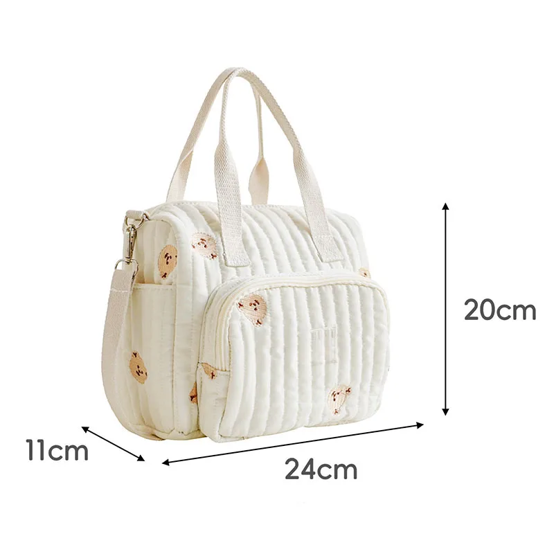 MILANCEL nueva bolsa de mamá bolsa de pañales portátil de gran capacidad oso bordado lindo bolsa de almacenamiento de ocio - imagen 5