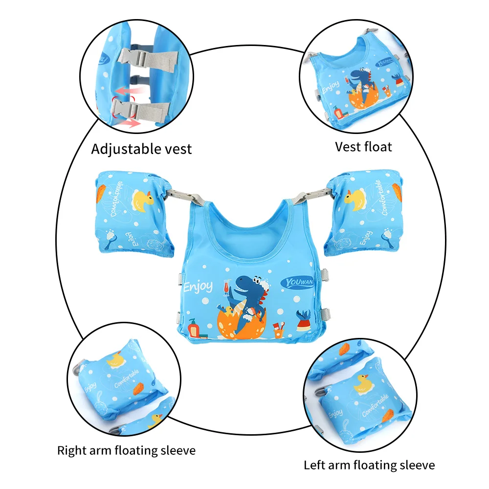 Flotador de brazo de seguridad para bebés y niños, equipo de natación, chaleco salvavidas, botón desmontable, fisión, no inflable - imagen 4