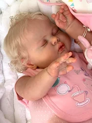 NPK 24 pulgadas pepinillo para dormir en tela suave cuerpo realista bebé recién nacido niño enraizado a mano Hiar peluche bebé niña muñeca bebé