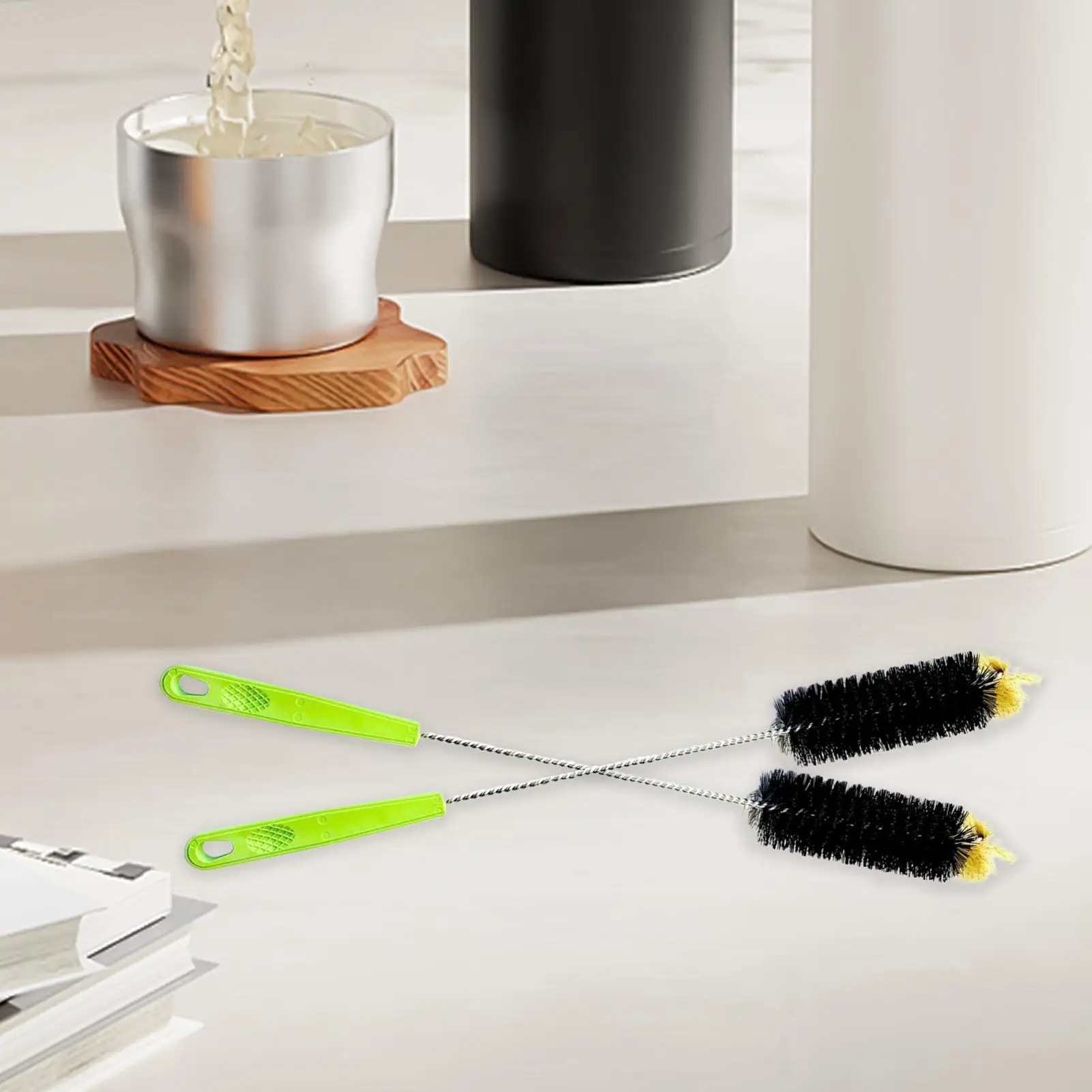 Cepillo para biberones, limpiador de tazas para cocina, cepillo para tazas resistente a los arañazos para cuello estrecho, decantador de vino y cerveza, biberones de viaje - imagen 2