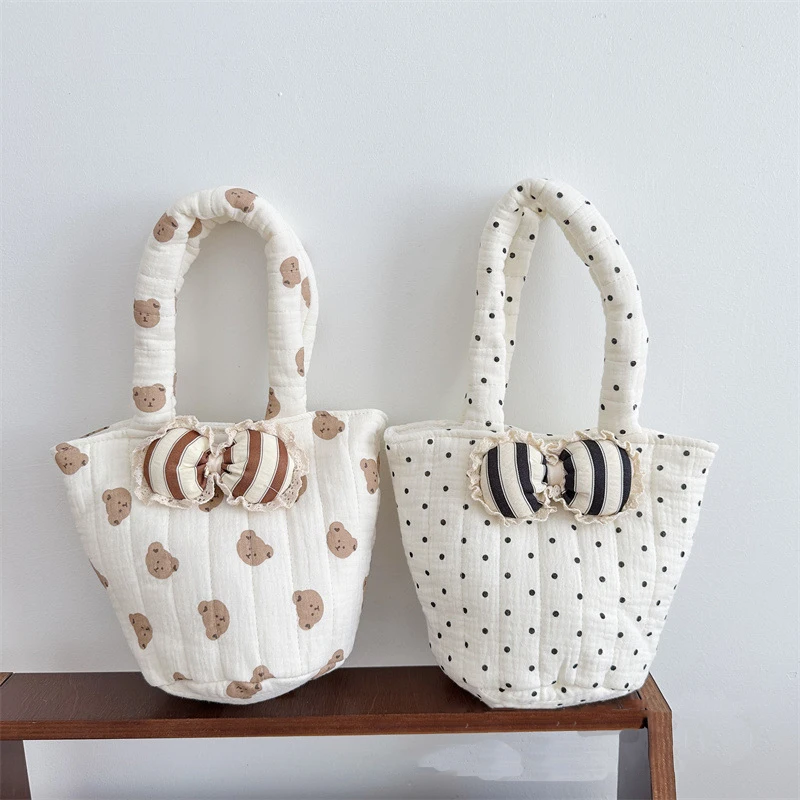 MILANCEL, nuevo bolso Floral bonito para niñas, bolsa de almacenamiento de puntos con lazo de encaje en 5 colores, monedero dulce para niños - imagen 2