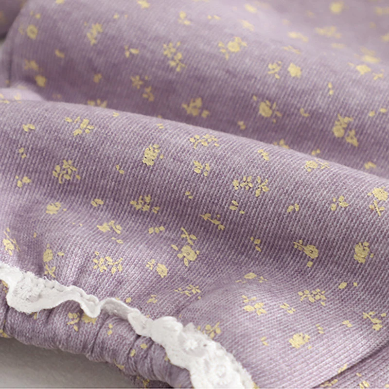 Pantalones forro polar niñas estampado floral con puños de encaje - imagen 5
