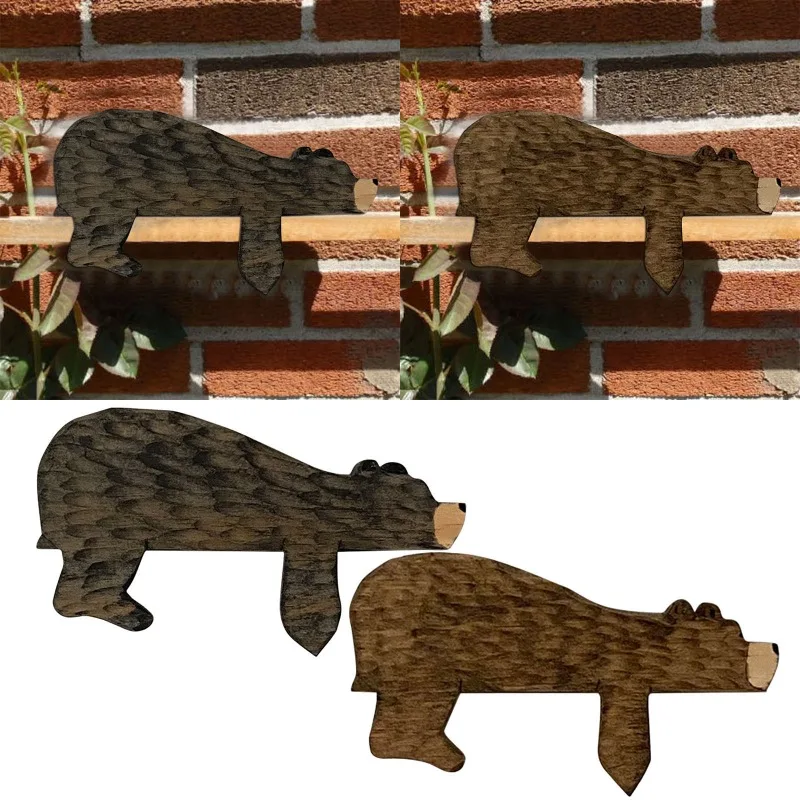 Adorno superior de puerta infantil con osito madera marrón y negro - imagen 5
