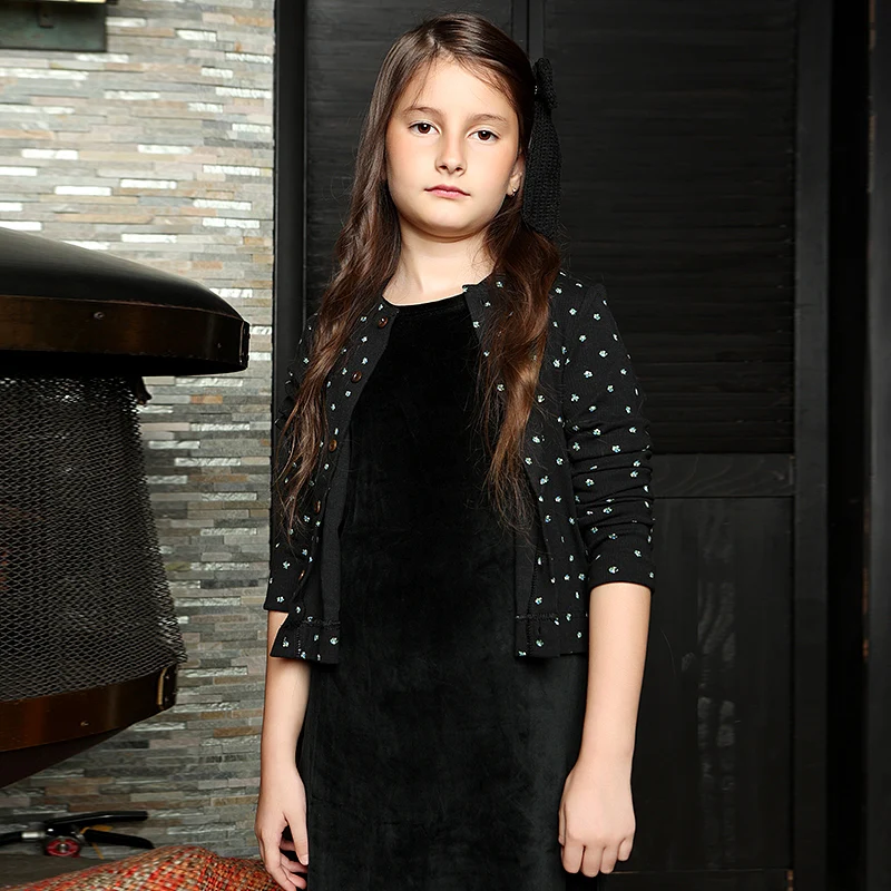 AA-bata acanalada de terciopelo y otoño e invierno para niños y niñas, ropa a juego para la familia, mameluco para bebé, camisón para niña con estampado floral acanalado - imagen 5