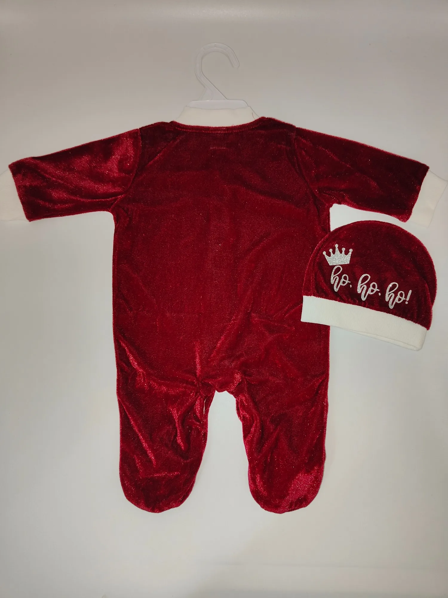 2025 Set de regalo de Navidad para bebé: sombrero de mono de terciopelo rojo para el primer Navidad - imagen 5