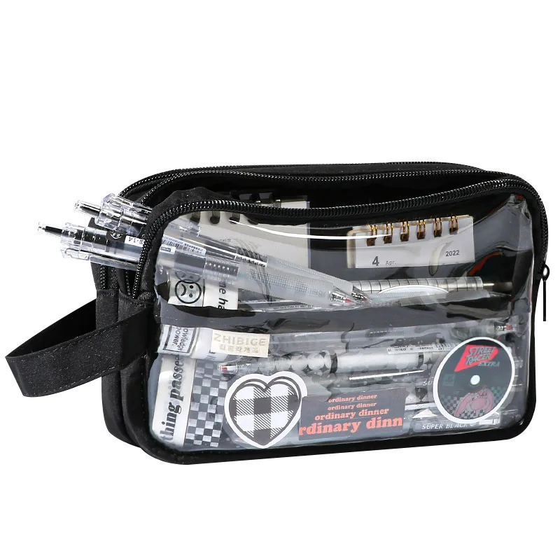 Bolsa de lápices transparente de gran capacidad, estuche de lápices de papelería para estudiantes de escuela primaria de alto valor para volver a la escuela - imagen 4