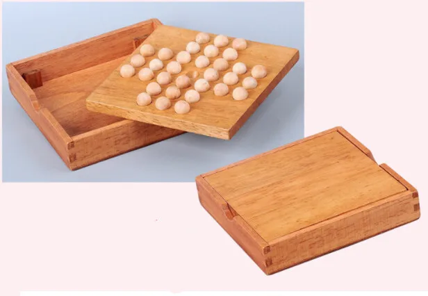Juego solitario madera mármol infantil familiar caja almacenamiento - imagen 4