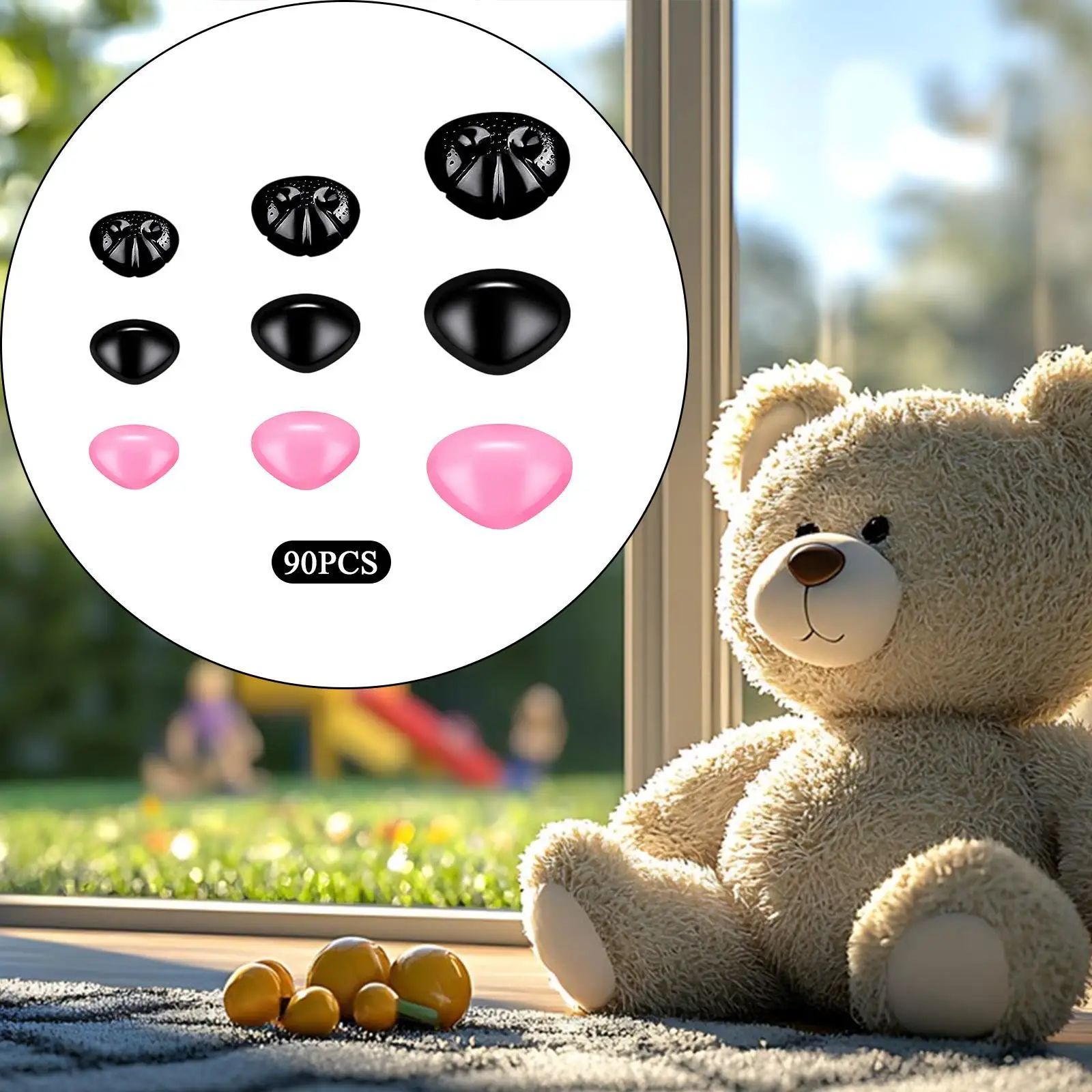 90x Safe Noses Accessories Crafts Making Supplies with Washers for Dog Plushies Toys Stuffed Animals Crochet Bears Doll Making