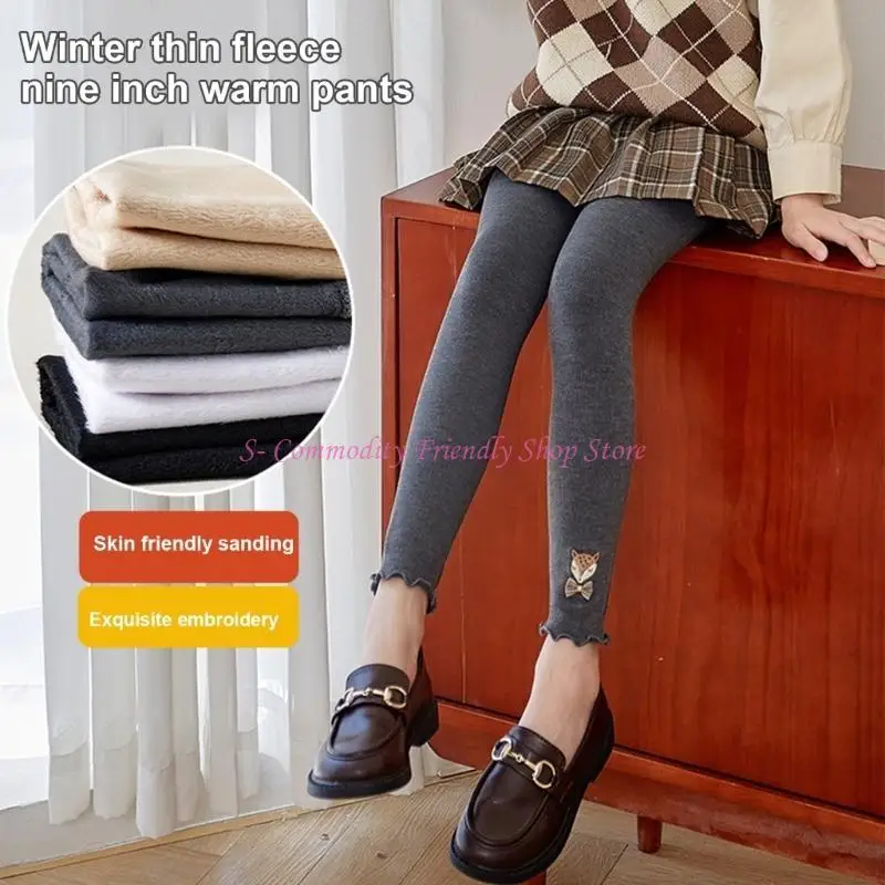 85AE Mallas para niños Niñas Otoño Invierno Leggings con forro fino Pantalones cómodos - imagen 3