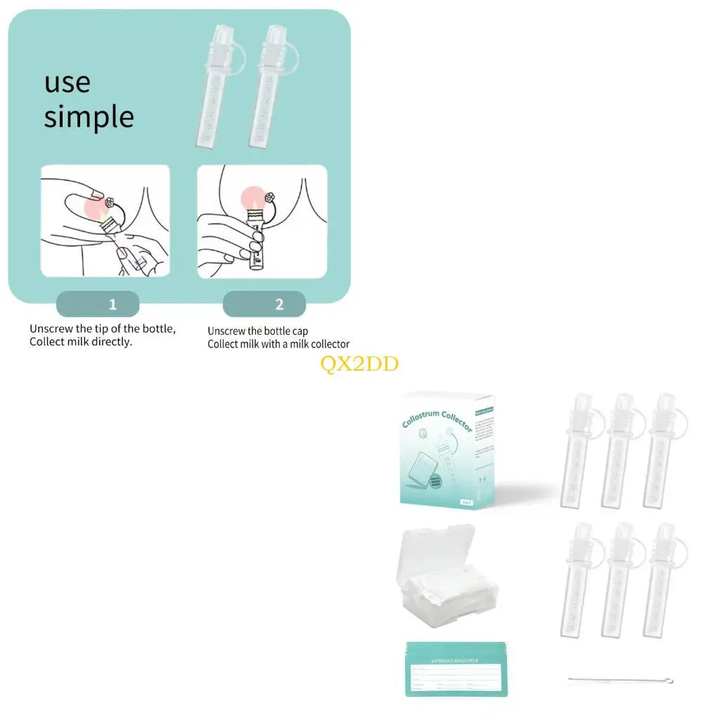 Paquete QX2D 6 piezas Tubo almacenamiento calostro fugas Conveniente herramienta recolección leche