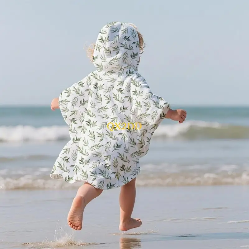 QX2D Soft Absorbent Cartoon Bath Bath Bail Wrap Toalla baño con capucha para usar tela cómoda para uso playa - imagen 5