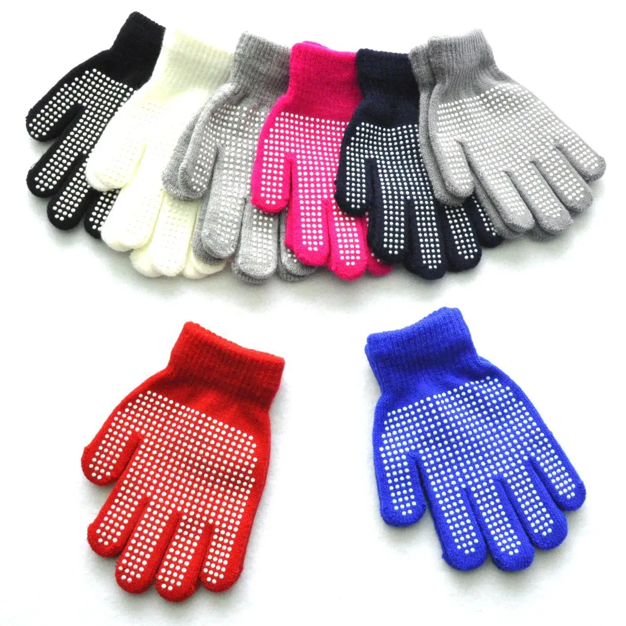 Neue 5-11y Jungen Mädchen Anti-Rutsch-Winter gestrickte warme Handschuhe für Kinder Student Voll finger Fäustlinge Outdoor-Radsport Ski handschuhe - imagen 5