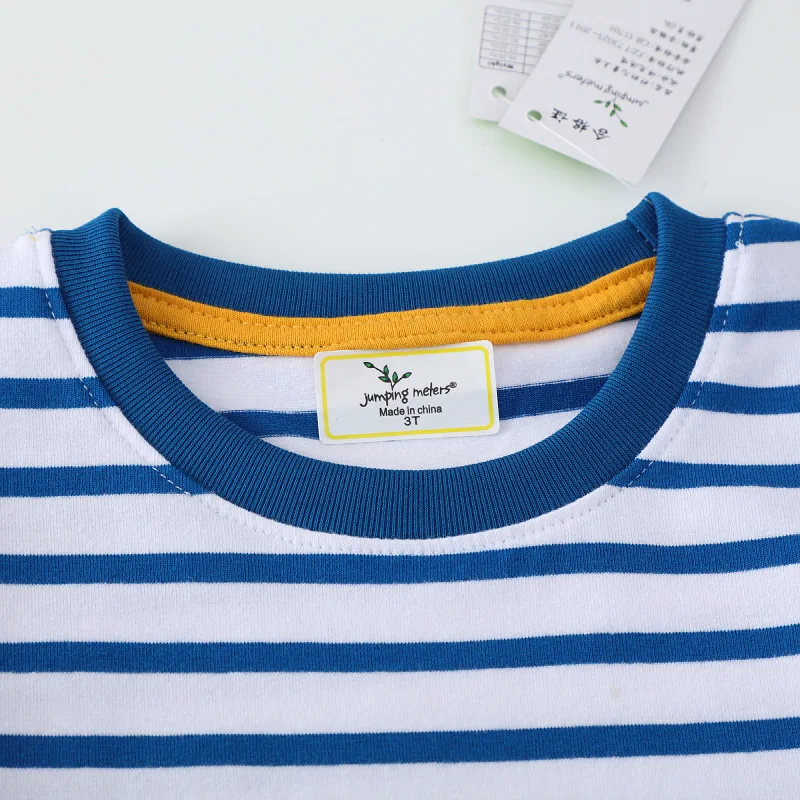 Camiseta de algodón para bebés de 2 a 7 años, camisetas de manga corta a rayas azules, camisetas de dinosaurios de dibujos animados para niños pequeños, ropa para niños - imagen 2