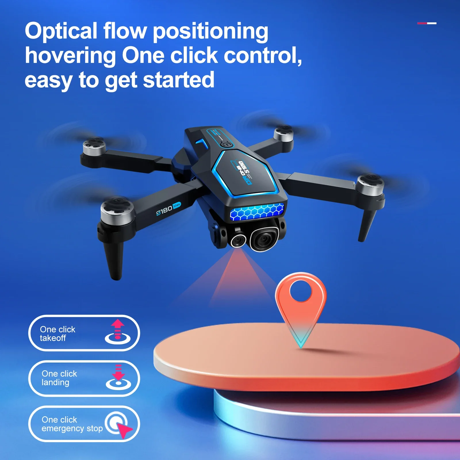 Dron S180 4K de control remoto con flujo óptico y luces para niños - imagen 5
