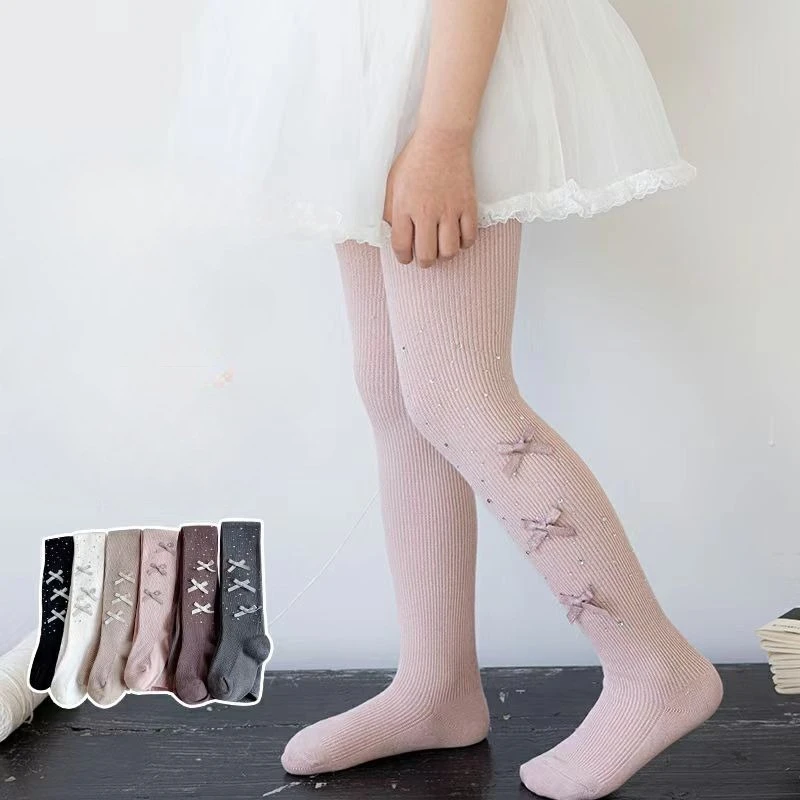 Medias brillantes para niñas, pantimedias transparentes blancas, mallas finas y elegantes con diamantes de imitación, prendas de vestir elegantes, medias de fiesta para primavera y otoño - imagen 3