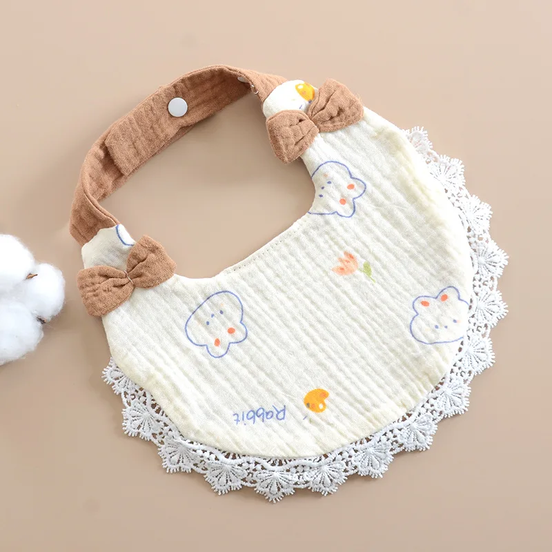Baberos para bebé recién nacido, bonitos lazos, tela de muselina de encaje para eructar, toalla de Saliva de algodón para niñas, babero infantil, artículos para bebés, accesorios - imagen 3