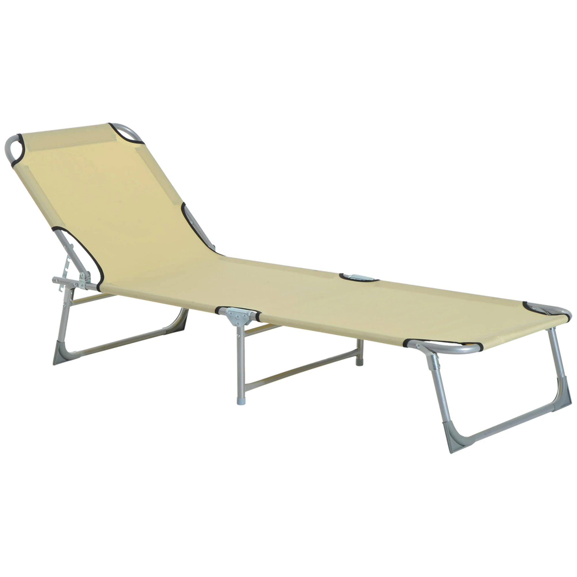 Outsunny Cama de Camping Plegable Tumbona Plegable con Respaldo Ajustable en 4 Niveles Carga 120 kg para Playa Jardín Piscina Senderismo 187x58x28 cm