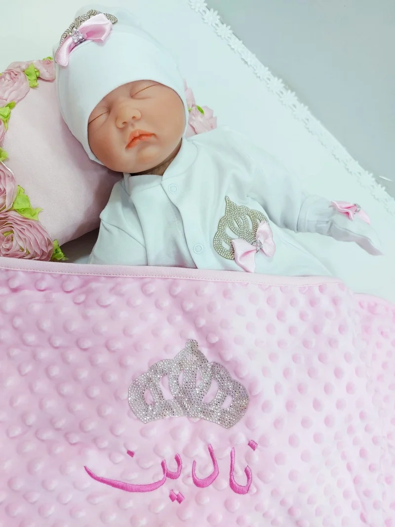 Conjunto de pelele de bebé fucsia hecho a mano, 3 uds., 100% algodón, ropa de nuevo diseño para recién nacido, traje de bebé de lujo de Organza nacarada personalizada preciosa