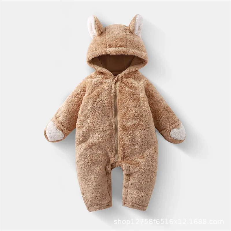 Pelele de lana con capucha para bebé – Cálido mono de invierno - imagen 2