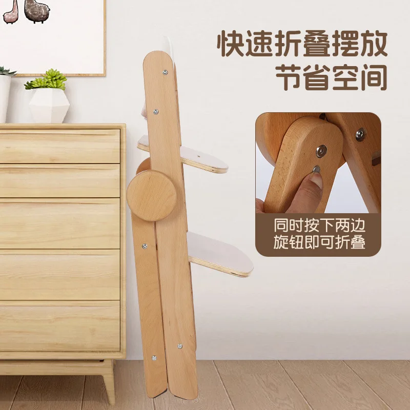 Silla comedor bebé plegable madera maciza multifuncional - imagen 5